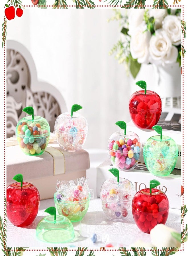 Nitial 60 Pcs Christmas Plastic Apple Container Candy Boxes Bulk Christmas Candy Holder Bobbing Apples Shaped Jars Teacher Appreciation Gifts for Xmas Wedding Party Favor(3 Colors) - Image 3